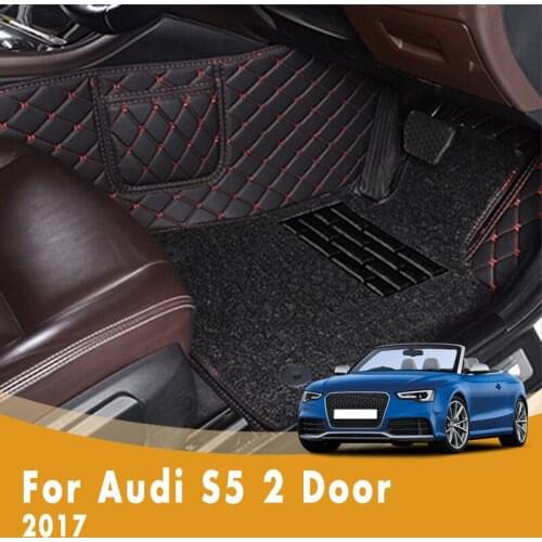 RHD Luxury Double Layer Wire Loop Carpets Car Floor Mats For Audi S5 2 Door 2017 Artificial Leather Accessories Interior