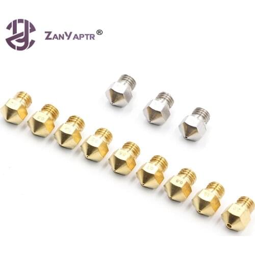 1Pcs MK10 Reprap Makerbot2 M7 Brass Stainless steel Nozzle 0.2/0.3/0.4/0.5/0.6/0.7/0.8/1.0/2.0mm For 1.75mm Filament 3D printer