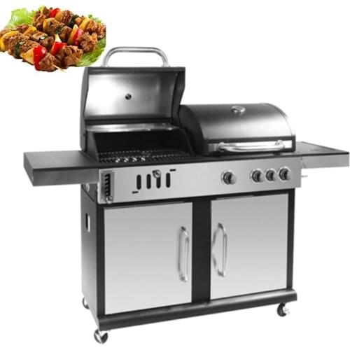 Barbecue Machine Gas Charcoal Dual Purpose Home Vertical Large Stainless Steel Barbecue Grill Patio Villa Dinner 8-20 People