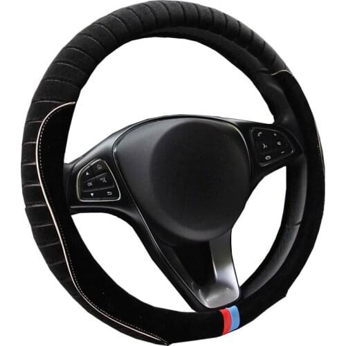 Crystal Super Soft Three-Dimensional Plush Car Steering Wheel Cover For 37-38CM/14.5-15"Anti-slip Auto Steering-Wheel Carpet
