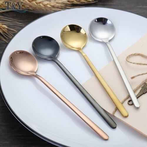 T&Y Set of 4, 304 Stainless Steel Small Coffee Spoon for Dessert Ice Cream, Frosted Handle Teaspoon Cutlery Dinnerware Spoon Set