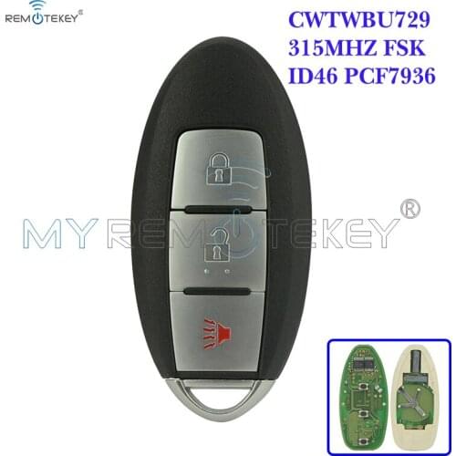 Remtekey Smart key 3 button 315MHZ FSK ID46 PCF7936 CWTWBU729 for Nissan 2008 2009 2010 Versa Rogue Pathfinder