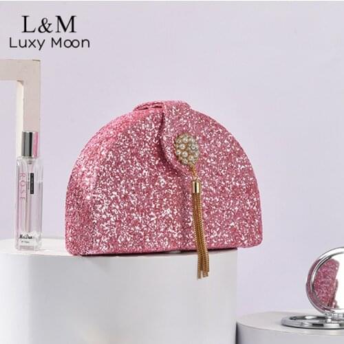 Evening Bag For Women New Luxury Pearl Clutch Bag Diamond Sequin Dinner Party Sac A Main Female Wedding Bridal Handbag X309H