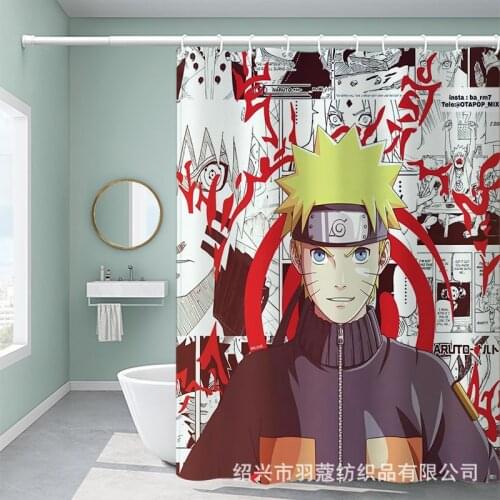 NARUTO3D digital printing shower curtain Uzumaki Naruto polyester waterproof and mildewproof Uchiha Sasuke bathroom curtain