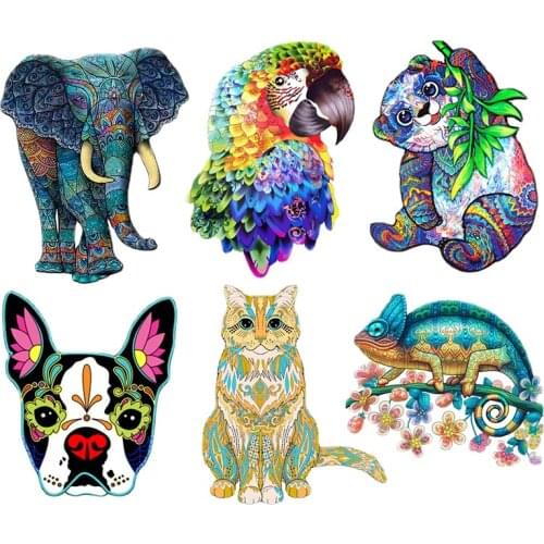 Adult Puzzle Elephant Shaped 3D Wooden Animal Puzzle Jigsaw Owl Animal Flat Wood Toys Childrens Educational DIY Crafts Toys