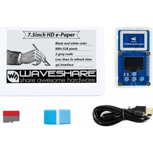 Waveshare 7.5inch NFC-Powered HD e-Paper Evaluation Kit, Wireless Powering & Data Transfer