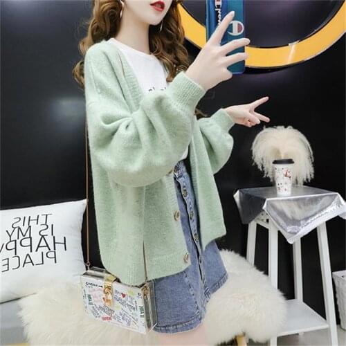 Women 2020 Spring Autumn Sweaters Cardigans Female Single Breasted V-Neck Casual Knitted Coat Ladies Solid Knit Jumpers L378