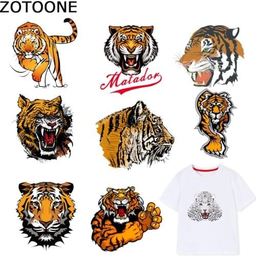 ZOTOONE Tiger Unicorn Patches Animal Sticker Iron on Transfers for Clothes T-shirt Heat Transfer DIY Accessory Appliques F1
