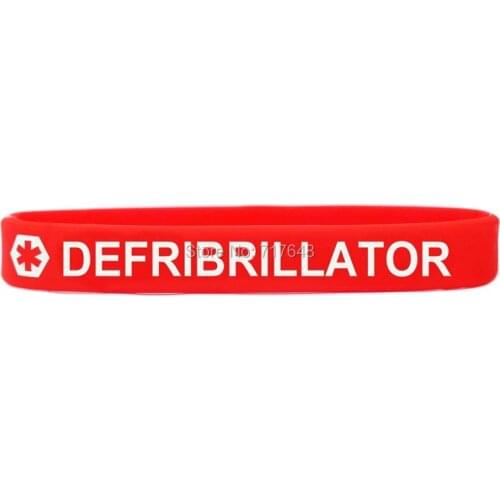 100pcs Defibrillator Medical Alert wristband silicone bracelets free shipping by epacket A