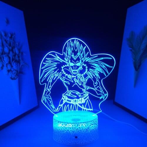3D LED Neon Lamp Anime Figure 7 Color Changes With Remote Control Visual Illusion White Cracked Base for Home Decor Night LIght