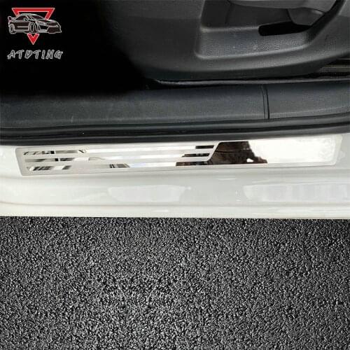 4pcs 1lot stainless steel car stickers styling door sill Scuff Plate pedal For Volkswagen VW Passat B5 B7 car accessories