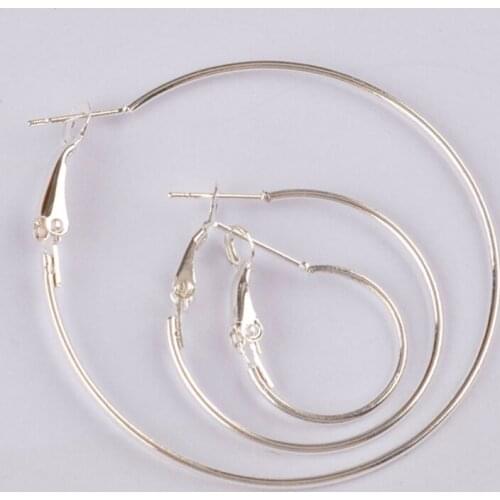 500pcs silver plated 50mm hoop earring findings round circle ring earrings jewelry findings accessories