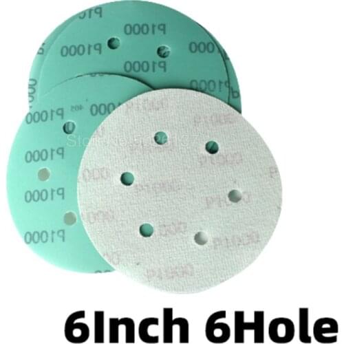 6 Inch 150MM Professional Anti Clog Sandpaper Film Sanding Disc Wet & Dry Hook Loop Abrasive Tools With Grits Polyester