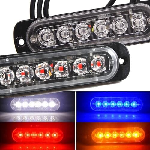 6 LED Emergency Warning Light for Car Auto Truck SUV Motorcycle Side Signal Lights Strobe Light 12V Bright Lamp