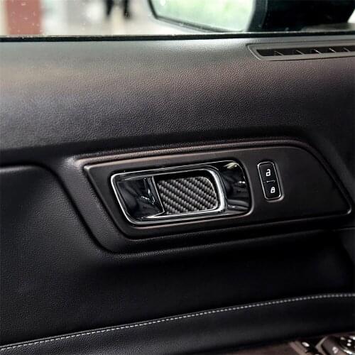 Carbon Fiber Interior Decoration Inner Door Bowl Frame Cover Trim for Ford Mustang Car Decal Stickers Accessories Brand New 9pcs