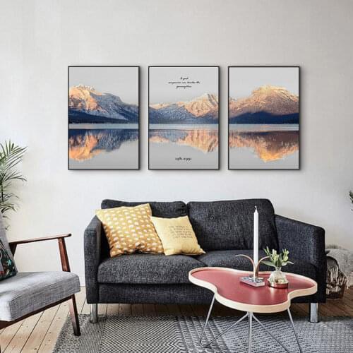 Abstract Landscape Home Decor Nordic Canvas Painting Mountain Lake Scenery Living Room Wall Art Print Impressionist Picture