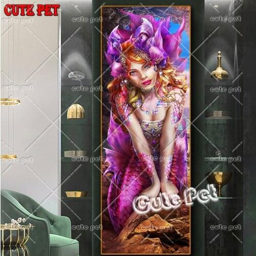 Beautiful mermaid DIY cross stitches full drill diamond painting 5D Diamond Mosaic Beauty girl Gift Embroidery Home Decor large