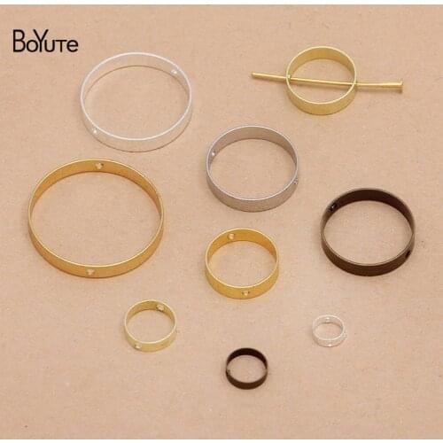 BoYuTe (100 Pieces/Lot) 10-14-18-22-26MM Cross Beads Double Hole Brass Circular Ring Accessories Diy Hand Made Jewelry Materials