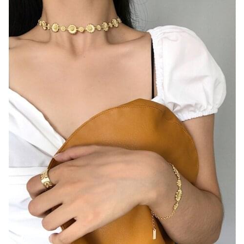 925 Sterling Solid Silver Daisy Flower Stackable Chain Choker Necklaces Floral Cluster Bib Collar Necklace for Women or Girls