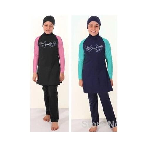 Children Modesty Muslim Swimwear Swimsuit Full Cover Islamic Beachwear Set