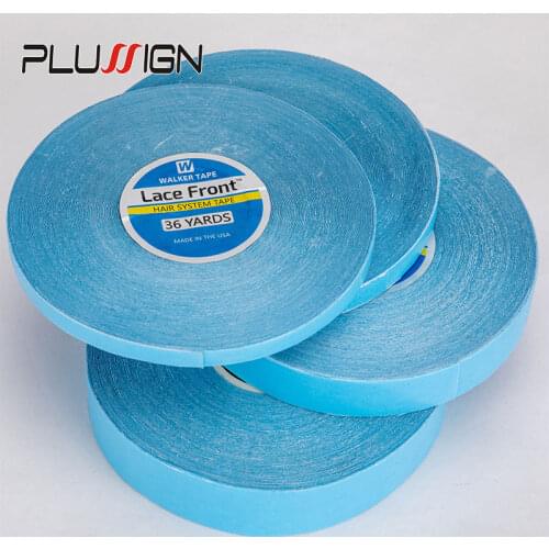 Plussign 1Roll/Pack Double Sided Lace Front Tape 1/3" 3/4" 1" 36Yards Lace Front Tape Blue Liner Hair Pieces Replacement Tape