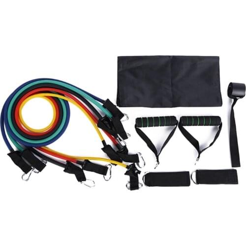 11Pcs/Set Latex Tube Resistance Bands Yoga Fitness Gym Equipment Exercise Pull Rope Home Elastic Back Strength Training