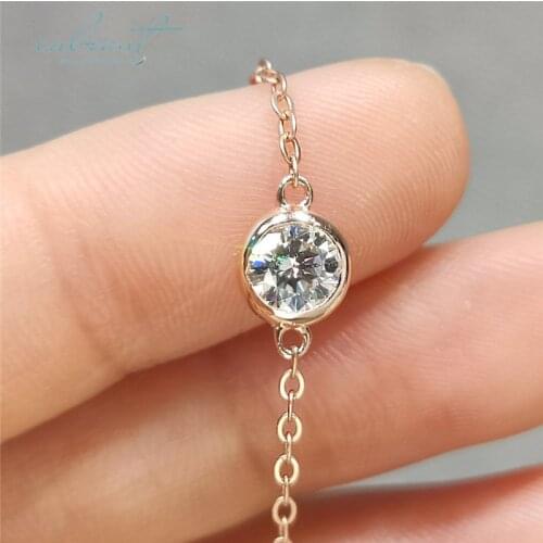 Inbeaut 925 Silver Rose Gold Excellent Cut 0.5 ct Pass Diamond Test D Color Round Moissanite Beads Bracelet Elegant Jewelry