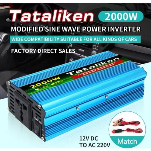 2000W Peak Power Inverter DC 12V/24V to AC 220V Auto Portable Charger Converter Adapter Modified Sine Wave Universal Socket