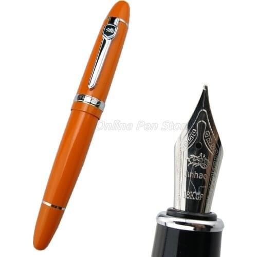Jinhao 159 Metal Orange Barrel Big Size Broad Nib 0.7mm Fountain Pen Silver Trim Office School Wholesale Writing Accessories
