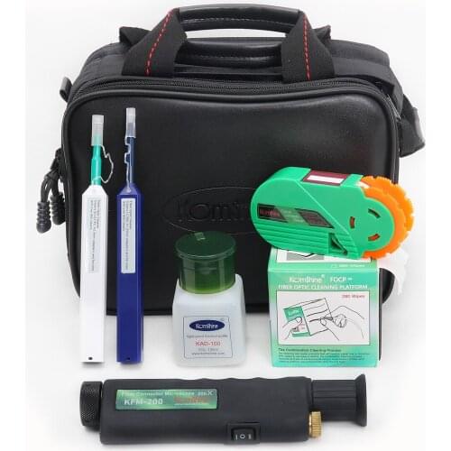 Komshine Fiber Optic Connector Inspection and Cleaning kit with Fiber Optic Inspection Microscope + Fiber Connector Cleaners