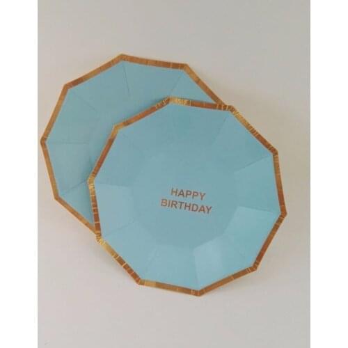 Candy Color Gold Edge Tableware Foil Gold Baby Shower Birthday Party Paper Tableware Wedding Party Decoration