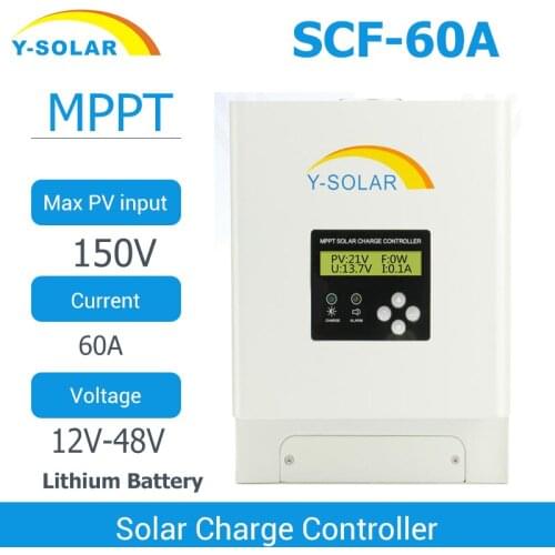 MPPT 60A Solar Charge Controller 12V 24V 36V 48V Solar Battery Charger Controller LCD Display Dual Fan Cooling Solar Regulator