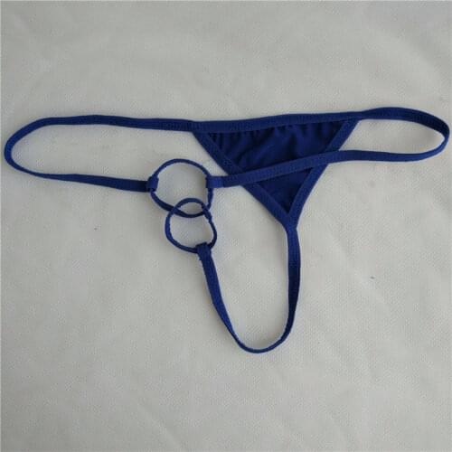 Mens panties sexy underwear men underpants gay micro Thongs tanga g string simple Hollow out Round hole Double ring Triangle
