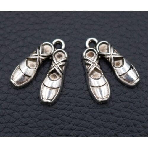 Ballerina Slipper Charm, Ballerina Slipper Pendant, 3D Ballerina Toe Shoe Charm, Dance Charm, Ballet Charm, Silver Plated,10pcs