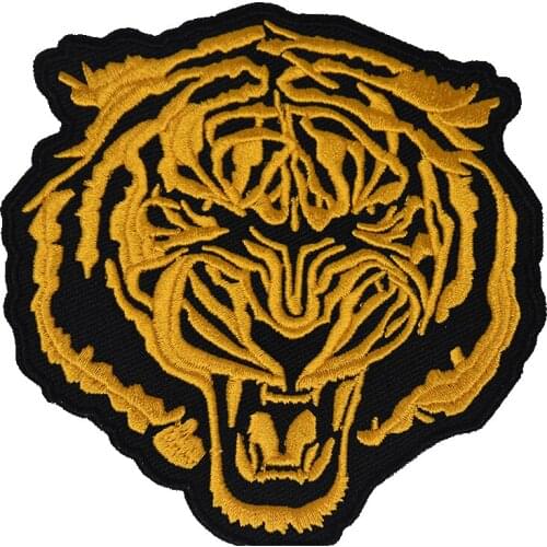 Orange Baron Tiger Embroidery Patches Embroidered Iron on Patches for Clothes Sewing Punk Clothes Rider Biker MC Appliques DIY