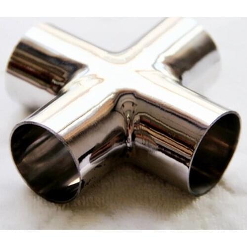 80mm Pipe OD Butt Welding Cross 4 Ways Splitter SUS 304 Stainless Steel Sanitary Fitting Spliter Homebrew Beer Wine