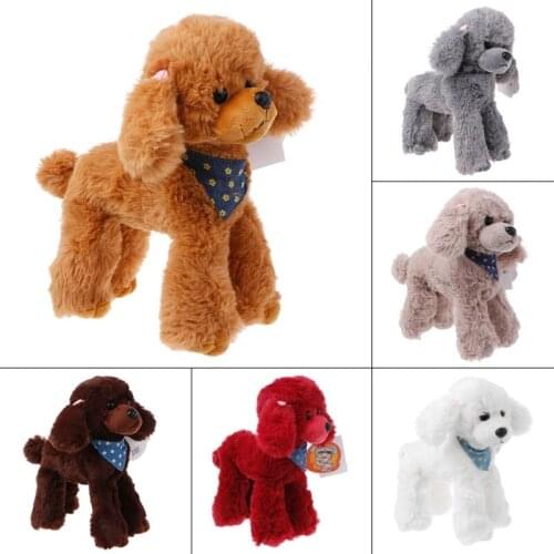 Plush Toys Dogs Poodle High Simulation Children Gifts Doll Stuffed Lovely Scarf