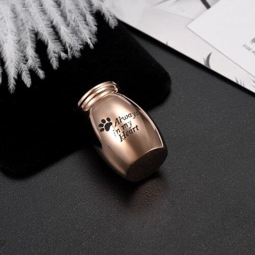 Loss of Pet Dog Always in My Heart Cremation Urns Jewelry Hold Ashes/ Hair Animal Funeral Casket Keepsake Stainless Steel Cheap
