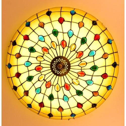 Tiffany Mediterranean style peacock natural shell ceiling lights lustres night light led lamp floor bar home lighting