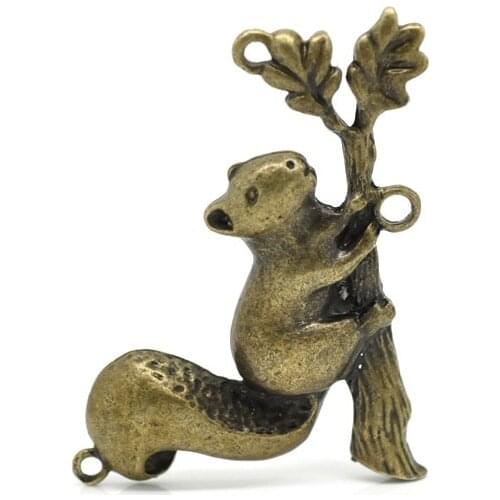Lovely 5 Bronze Tone Squirrel Charm Connectors 5.7x4.1cm (B15675)