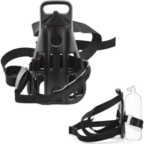 Adjustable Scuba Diving Oxygen Tank Backpack Bracket Gas Bottle Holder Rack, Black 14x9inch