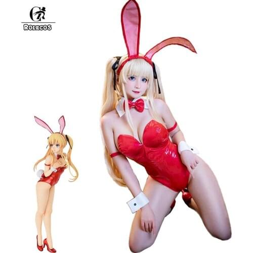 ROLECOS Eriri Spencer Sawamura Cosplay Costume Bunny Girl Sexy Jumpsuit Women Red Costume Saenai Heroine no Sodatekata Rompers