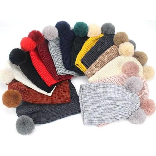 New Kids Wool Ball Knitted Beanies Baby Hat Girl Casquette Fille Beanie Boy Bonnet Cap Gorros Hats Gorro Gorras Touca Chapeau