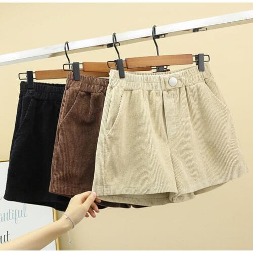 Shorts Women Corduroy Shorts Women Loose High Waist Casual Pants Ropa Mujer