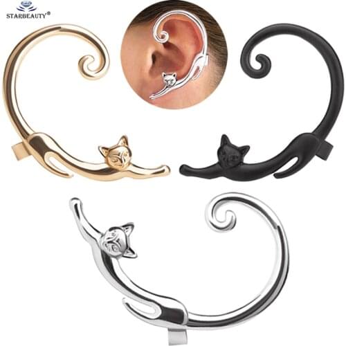 Starbeauty Nice Cartoon Stereo Cat Clip Earring Hook Alloy Helix Piercing Tragus Piercing Ear Cuff Earrings for Women Orecchini