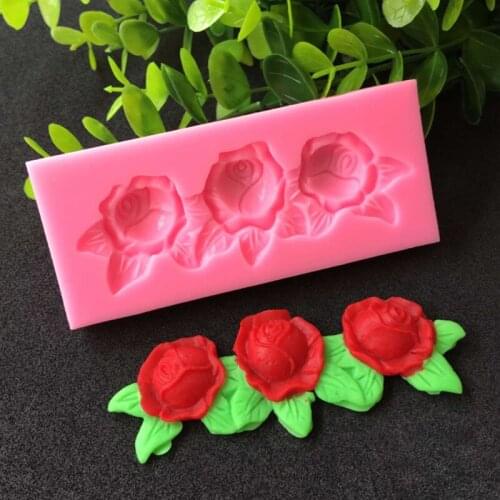 Three roses silicone mold chocolate lace mold cake decoration mould 17-77
