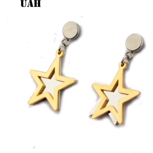 UAH New Fashion Five-pointed Star Studs Best Selling Simple Popular Gold Stars Earrings Stainless steel Jewelry Wholesale