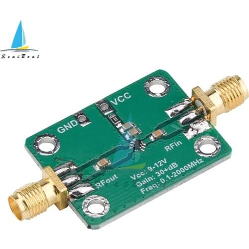 0.1-2000MHz RF Low Noise Broadband Signal Amplifier Power Amplifier Gain 32dB 9-12V Wideband Receiver LNA Module