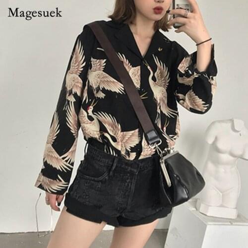 Women Blouses 2021 Vintage Printed Fashion Women Long Sleeve Shirts Print Chiffon Blouse Women Ladies Loose Femme Top 0845 30