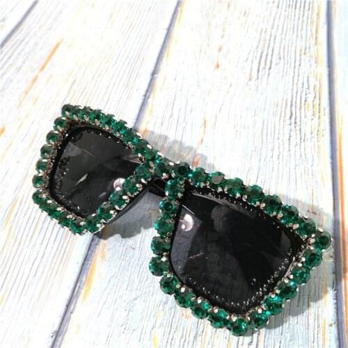New punK Sunglasses Women Square bling Sun glasses frame gradient luxury brand designer ladies green glasses UV400 FML